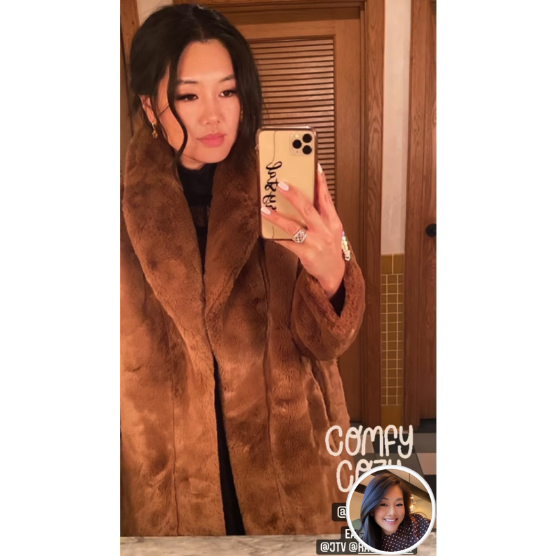 Crystal Kung Minkoff’s Camel Faux Fur Coat