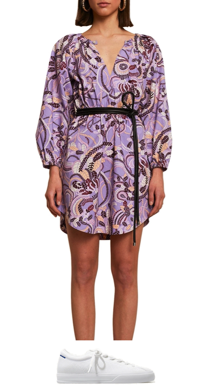 Crystal Kung Minkoff’s Purple Paisley Print Dress