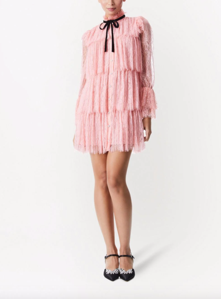 Eboni K. Williams' Pink Ruffle Lace Dress