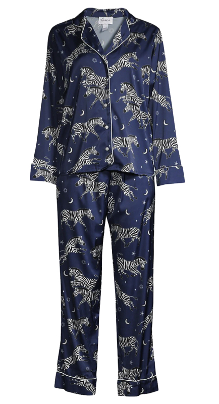 Garcelle Beauvais’ Navy Zebra Print Pajamas