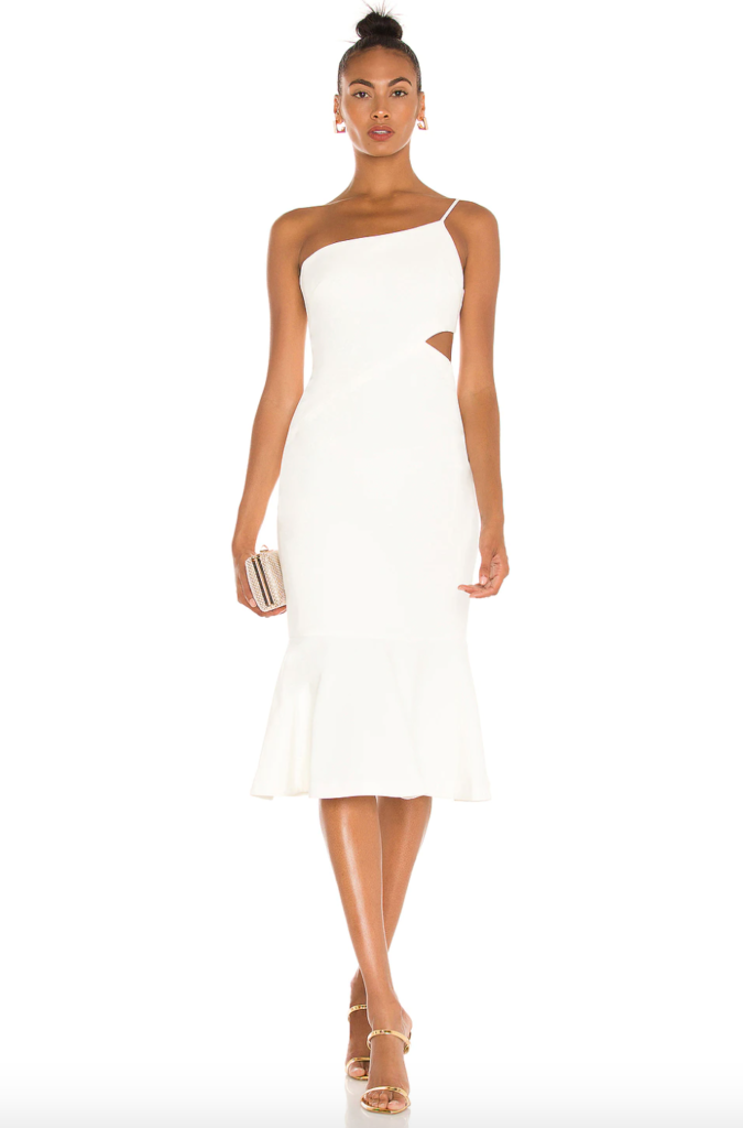 Heather Dubrow's White One Shoulder Cutout Dress