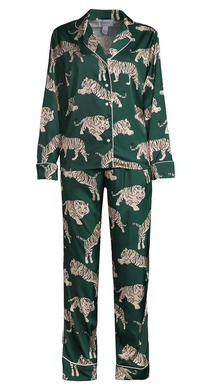 Lisa Barlow’s Green Tiger Print Pajamas