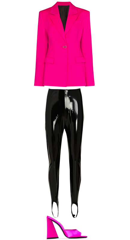 Lisa Barlow's Hot Pink Blazer and Leather Leggings on WWHL
