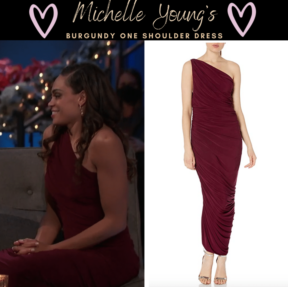 Michelle Young's Burgundy One Shoulder Dress