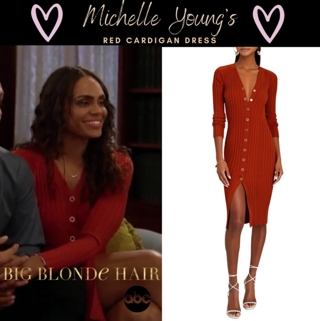 Michelle Young's Red Cardigan Dress