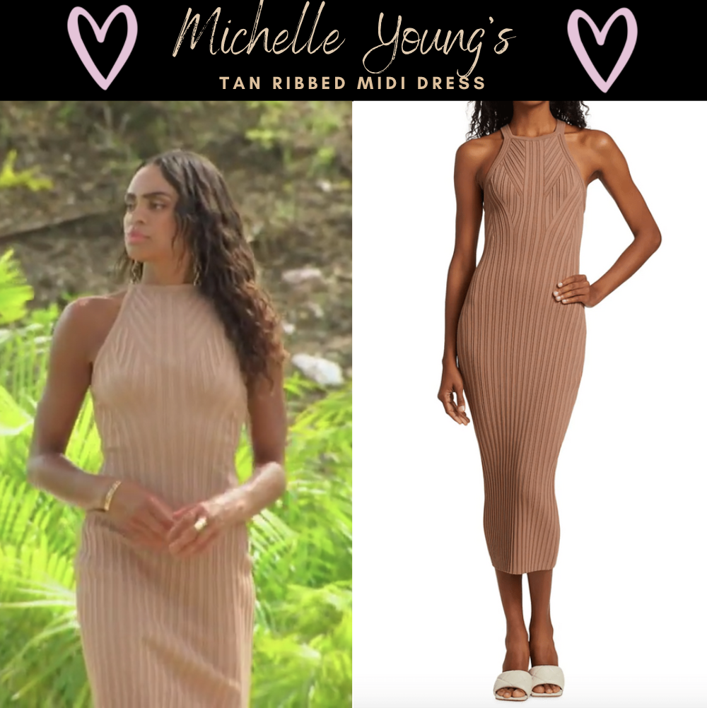 Michelle Young's Tan Ribbed Midi Dress