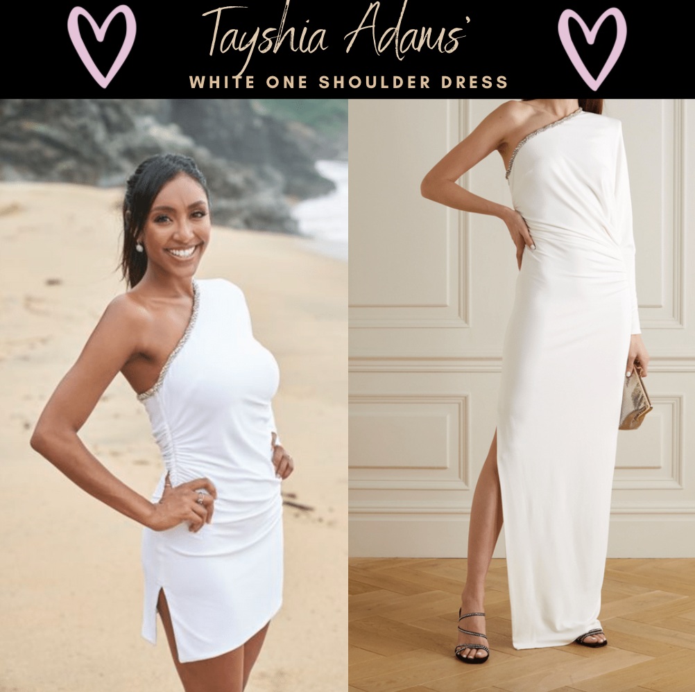 Tayshia Adams' White One Shoulder Dress
