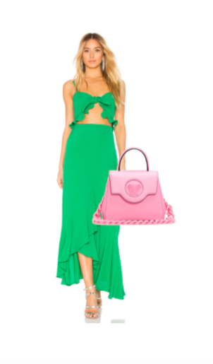 Alexia Echevarria's Green Ruffle Maxi Dress