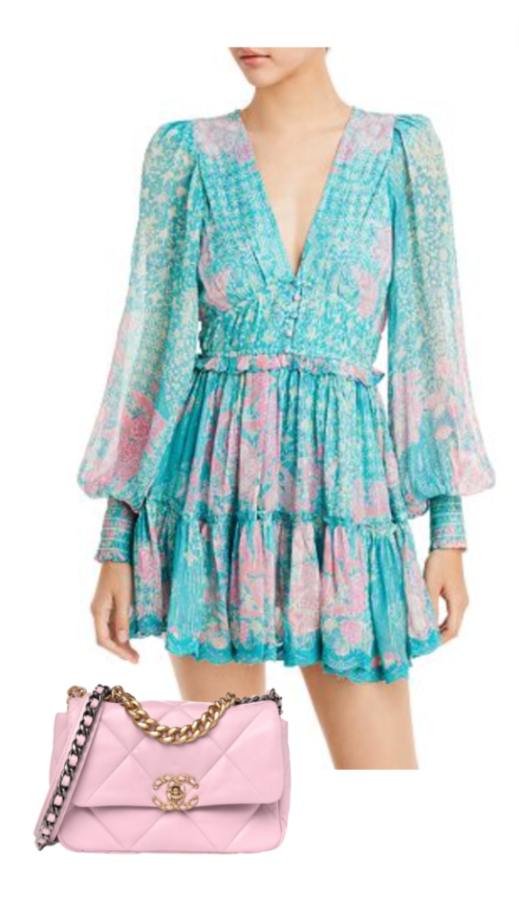 Bethenny Frankel's Blue and Pink Metallic Dress