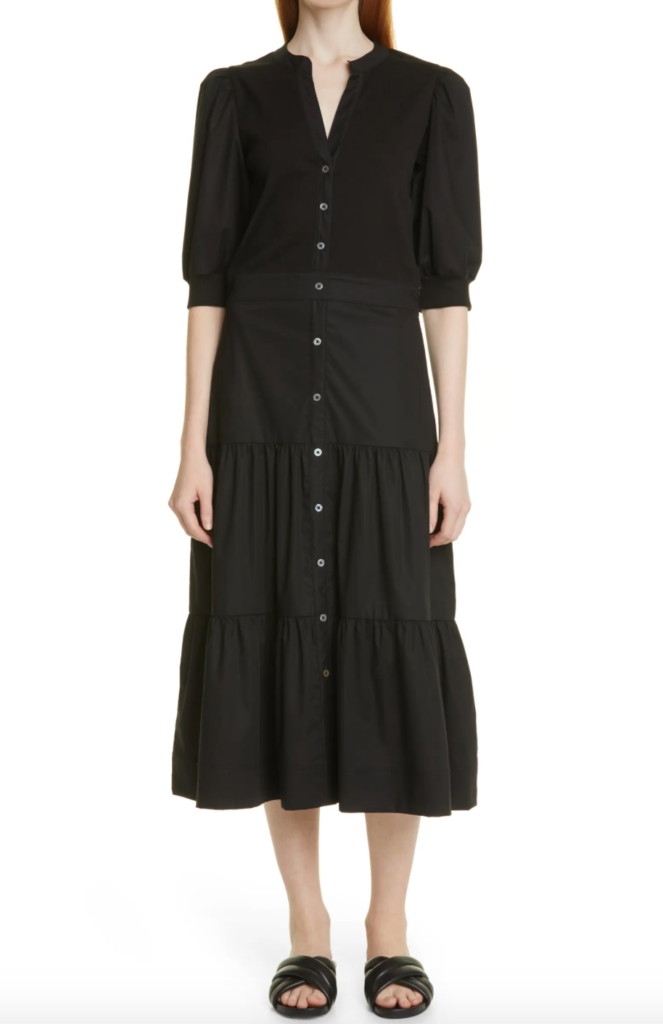 Jennifer Armstrong's Black Puff Sleeve Button Down Dress