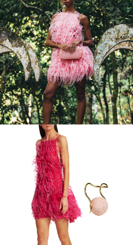 Lisa Hochstein and Kiki Barth’s Pink Feather Dresses