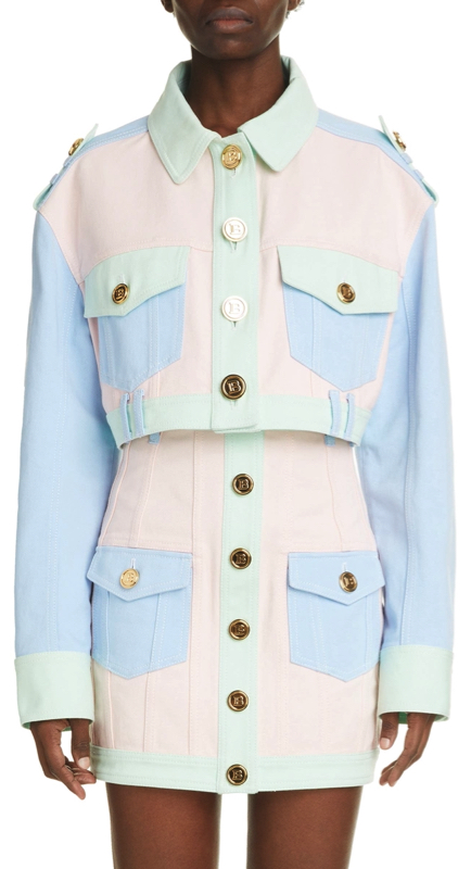 Lisa Hochstein’s Pastel Colorblocked Jacket and Skirt