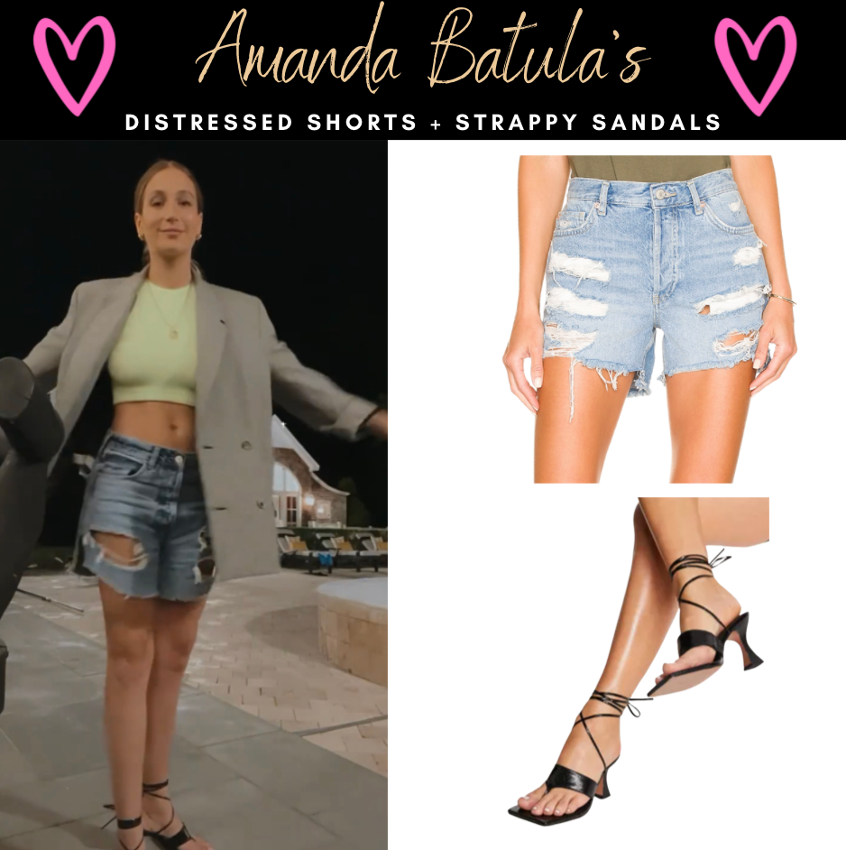 Amanda Batula's Distressed Shorts + Strappy Sandals