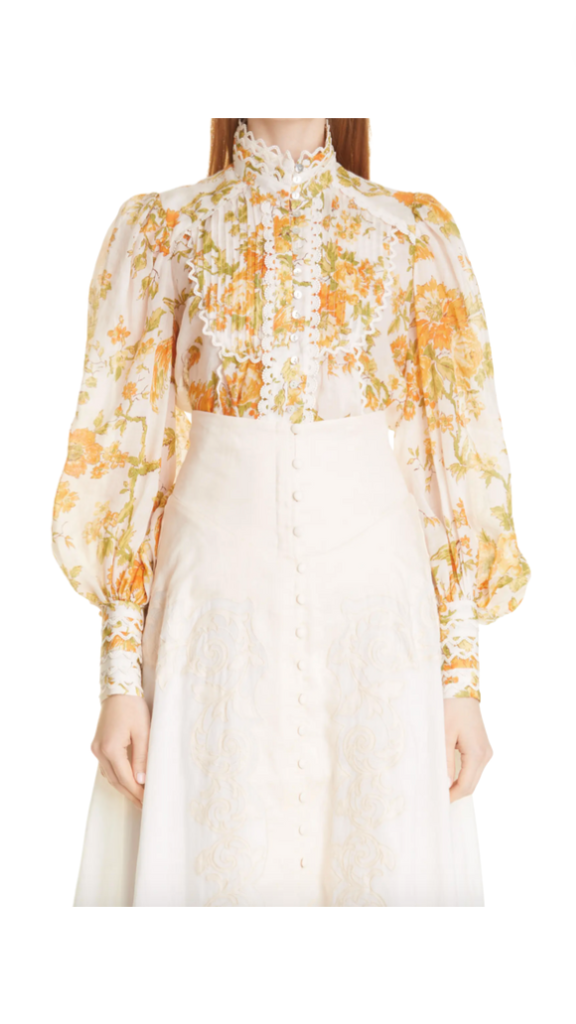 Crystal Kung Minkoff's White and Orange Floral Blouse