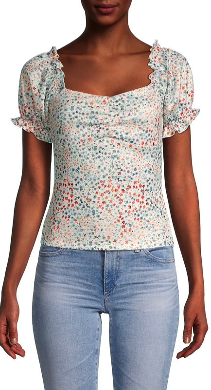 Dolores Catania’s White Floral Top