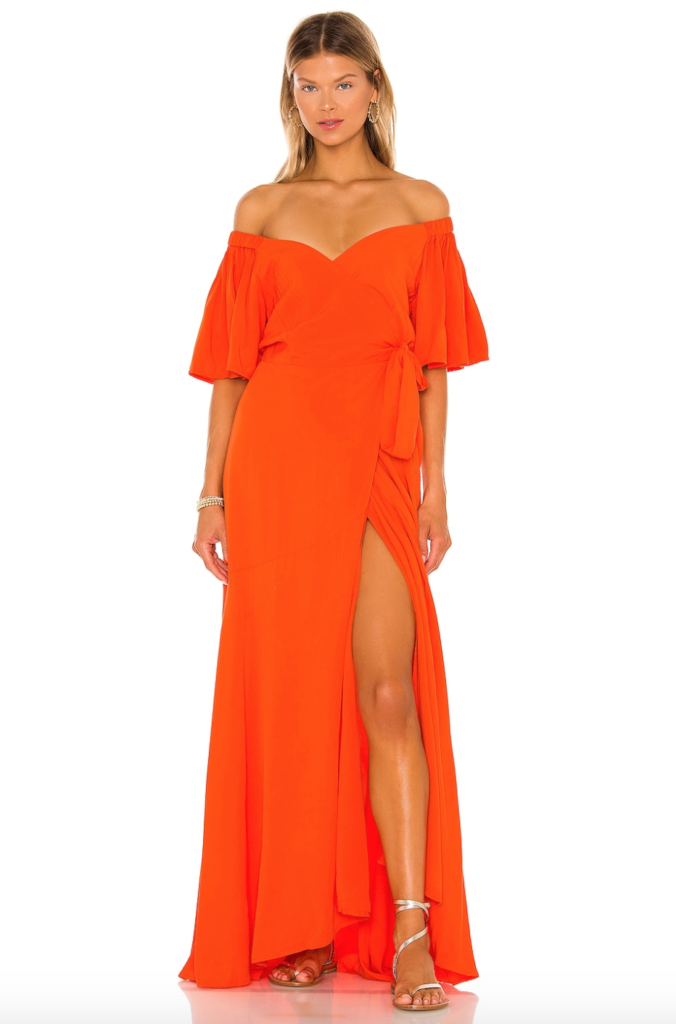 Emily Simpson's Orange Belted Maxi Dress