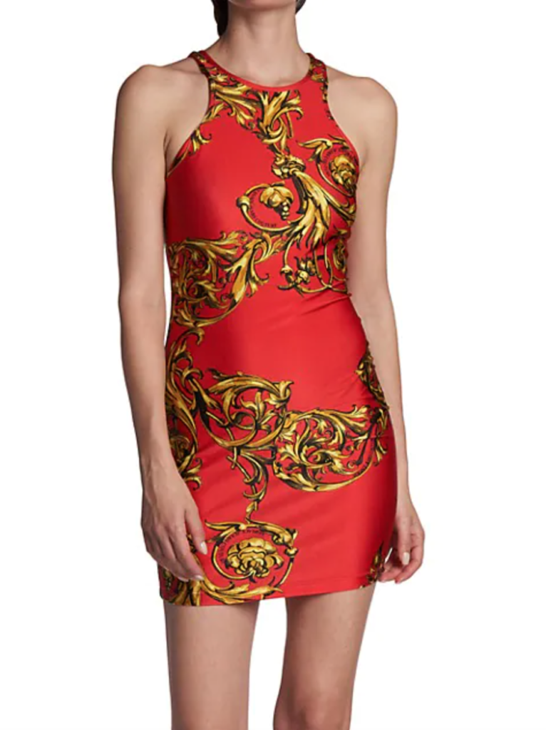 Heather Dubrow's Red Baroque Print Confessional Dress