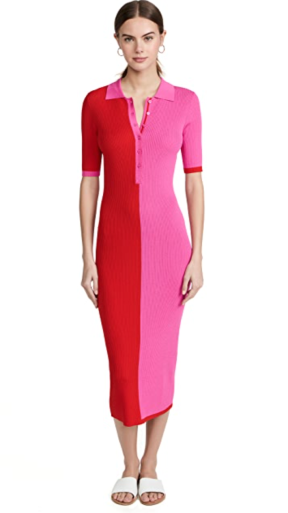 Jennifer Armstrong's Pink and Red Colorblock Polo Dress