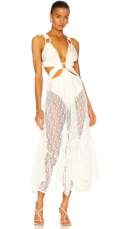 Lisa Hochstein’s White Crochet Cutout Dress
