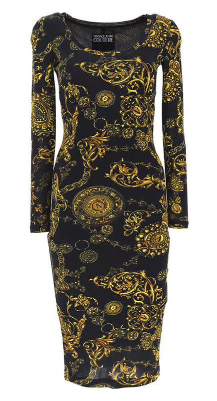 Nicole Martin’s Black and Gold Baroque Print Dress