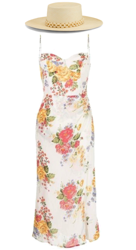 Nicole Martin's White Floral Dress and Hat