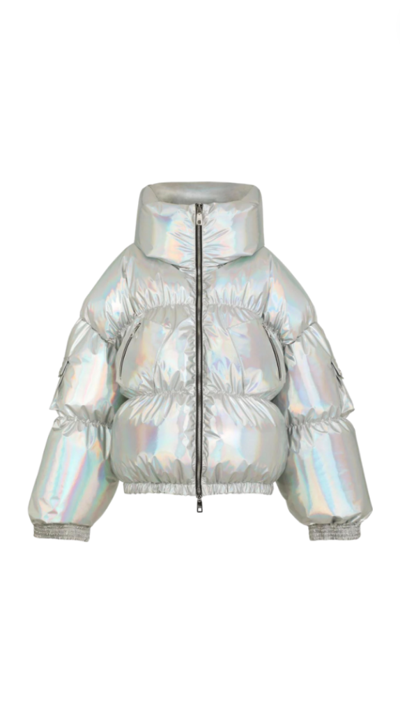 Sutton Stracke's Holographic Puffer Jacket
