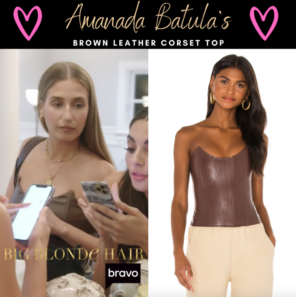 Amanda Batula's Brown Leather Corset Top 