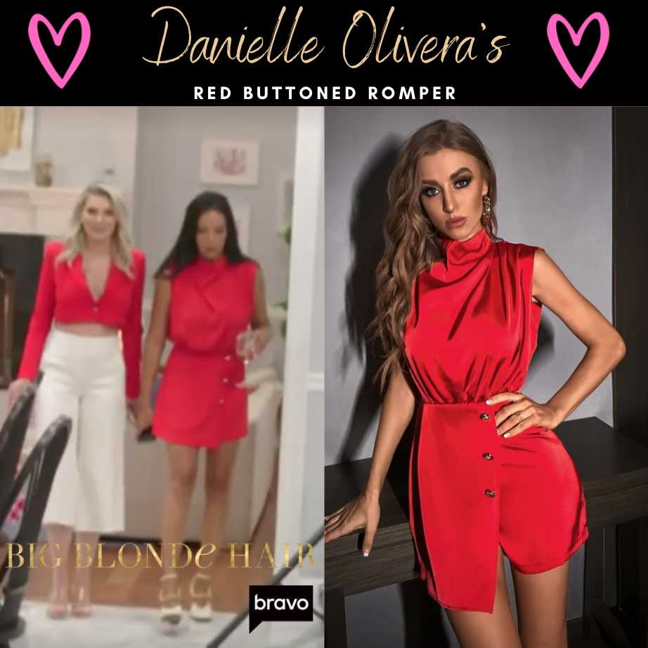 Danielle Olivera's Red Buttoned Romper