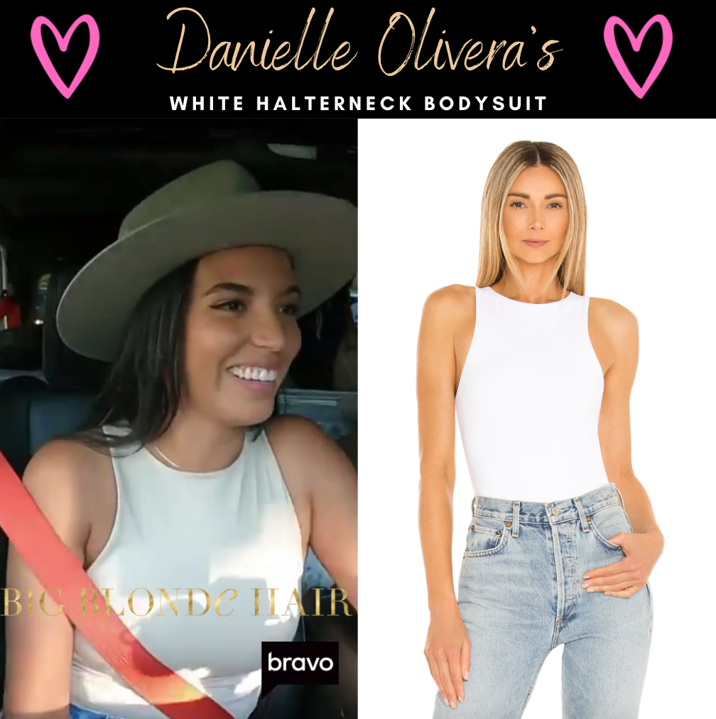 Danielle Olivera's White Halterneck Bodysuit