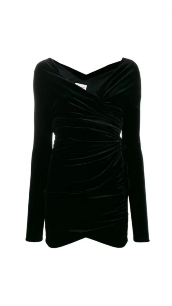 Heather Dubrow's Black Velvet Asymmetric Dress