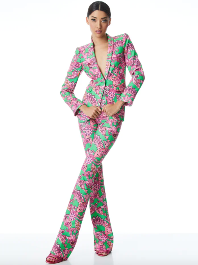 Kathy Hilton's Green and Pink Paisley Suit