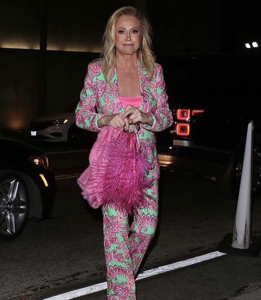 Kathy Hilton's Green and Pink Paisley Suit