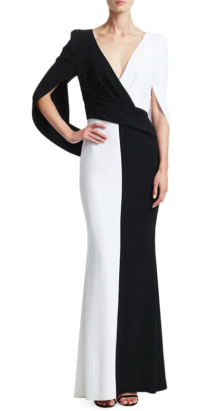 Kyle Richards’ Black and White Cape Gown