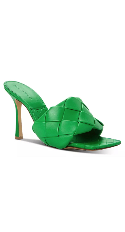 Kyle Richards’ Green Woven Mule Sandals