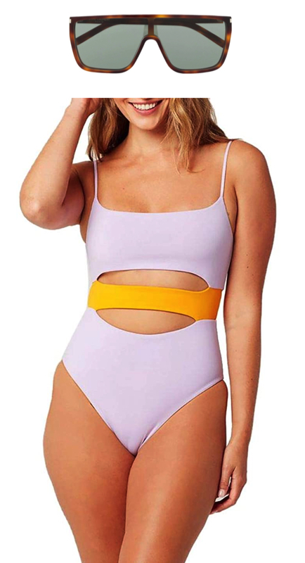 Melissa Gorga’s Purple and Orange Cutout Swimsuit