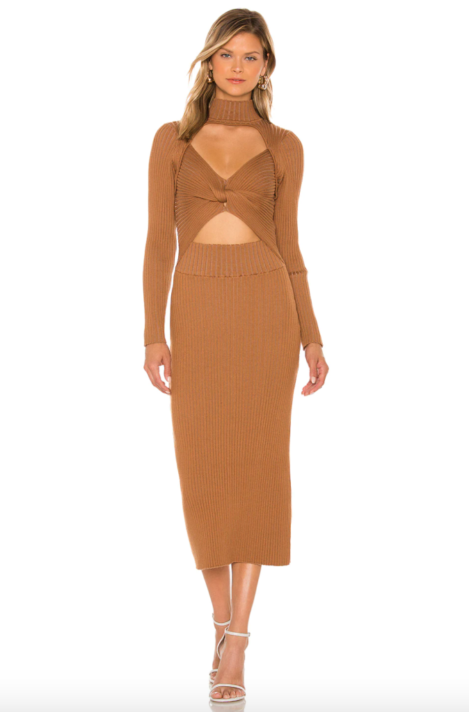 Noella Bergener's Brown Twist Front Cutout Dress