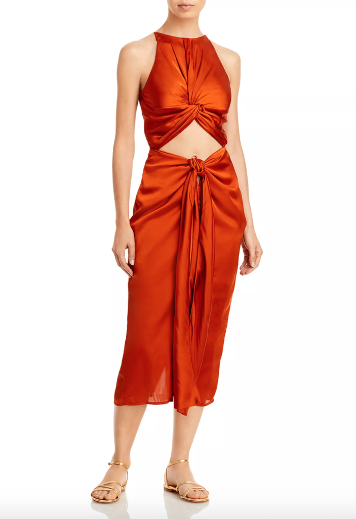 Noella Bergener's Orange Knot Front Cutout Dress