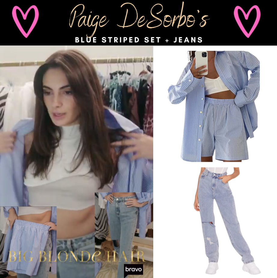 Paige DeSorbo's Blue Striped Set + Jeans