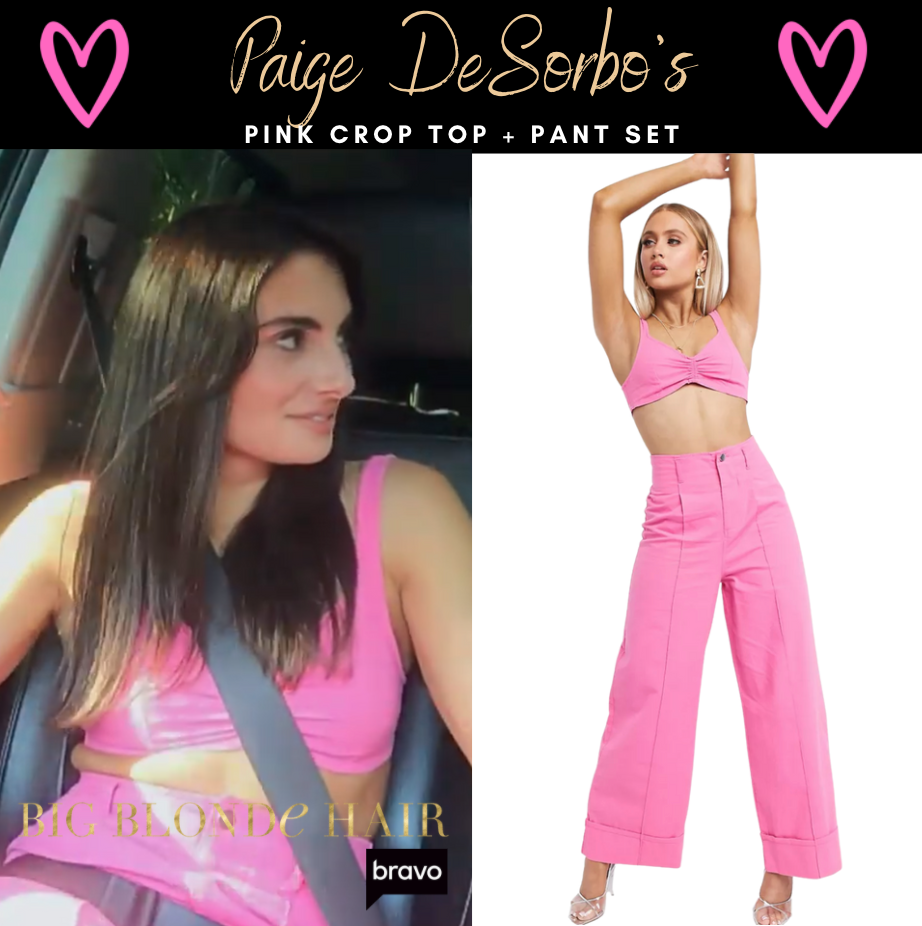 Paige DeSorbo's Pink Crop Top + Pant Set