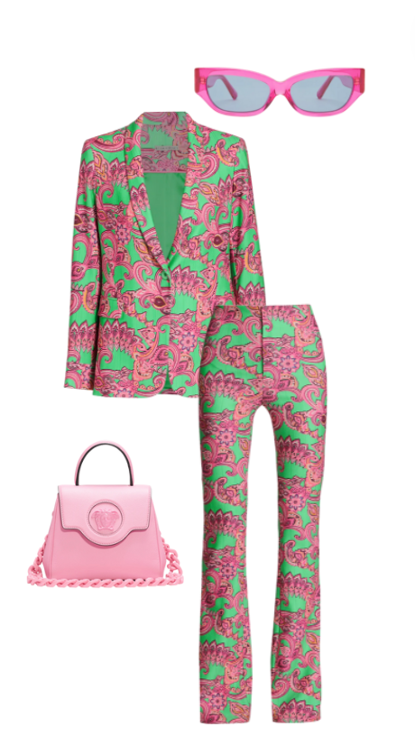 Alexia Echevarria's Green and Pink Paisley Suit