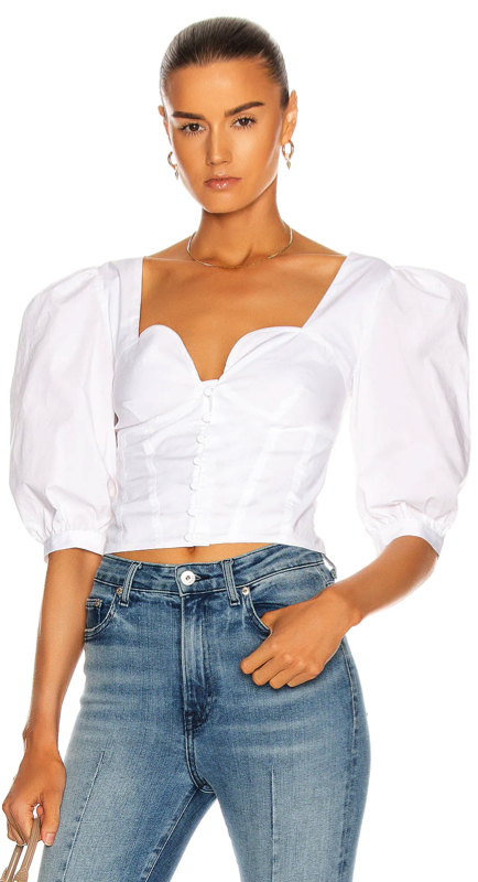 Dolores Catania’s White Puff Sleeve Top