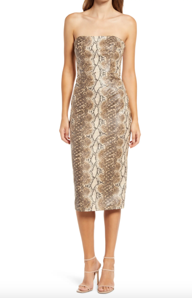 Emily Simpson's Snake Print Strapless Dress