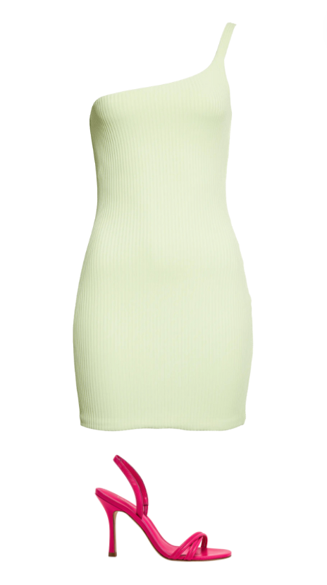 Kristin Cavallari's Green Ribbed One Shoulder Dress