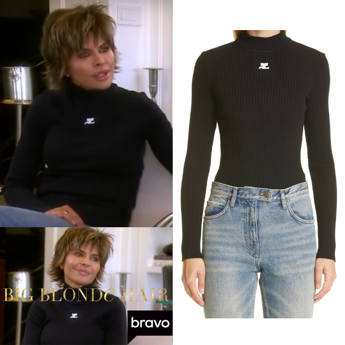 Lisa Rinna’s Black Ribbed Logo Sweater Trailer