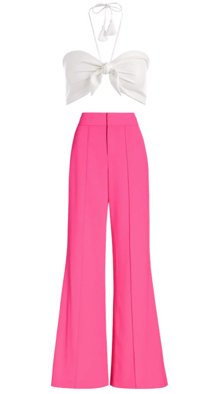 Melissa Gorga’s White Crop Top and Pink Pants on WWHL