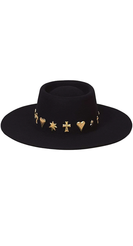 Teresa Giudice’s Black Hat With Gold Symbols