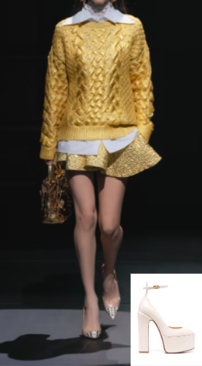 Chanel Ayan's Gold Metallic Sweater Outfit