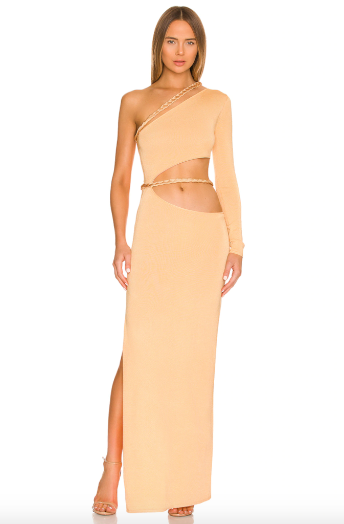Ciara Miller's Yellow Braided One Shoulder Dress