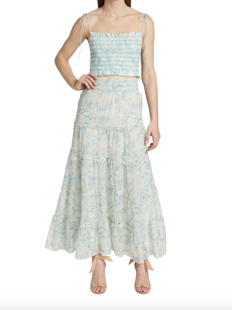 Crystal Kung Minkoff's Blue Floral Top and Skirt