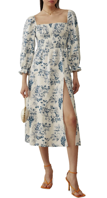 Emily Simpson’s White and Blue Floral Dress